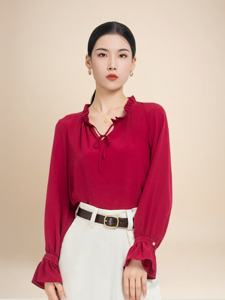 Charlotte – Ruffle Collar Silk Blouse | The Silk Avenue