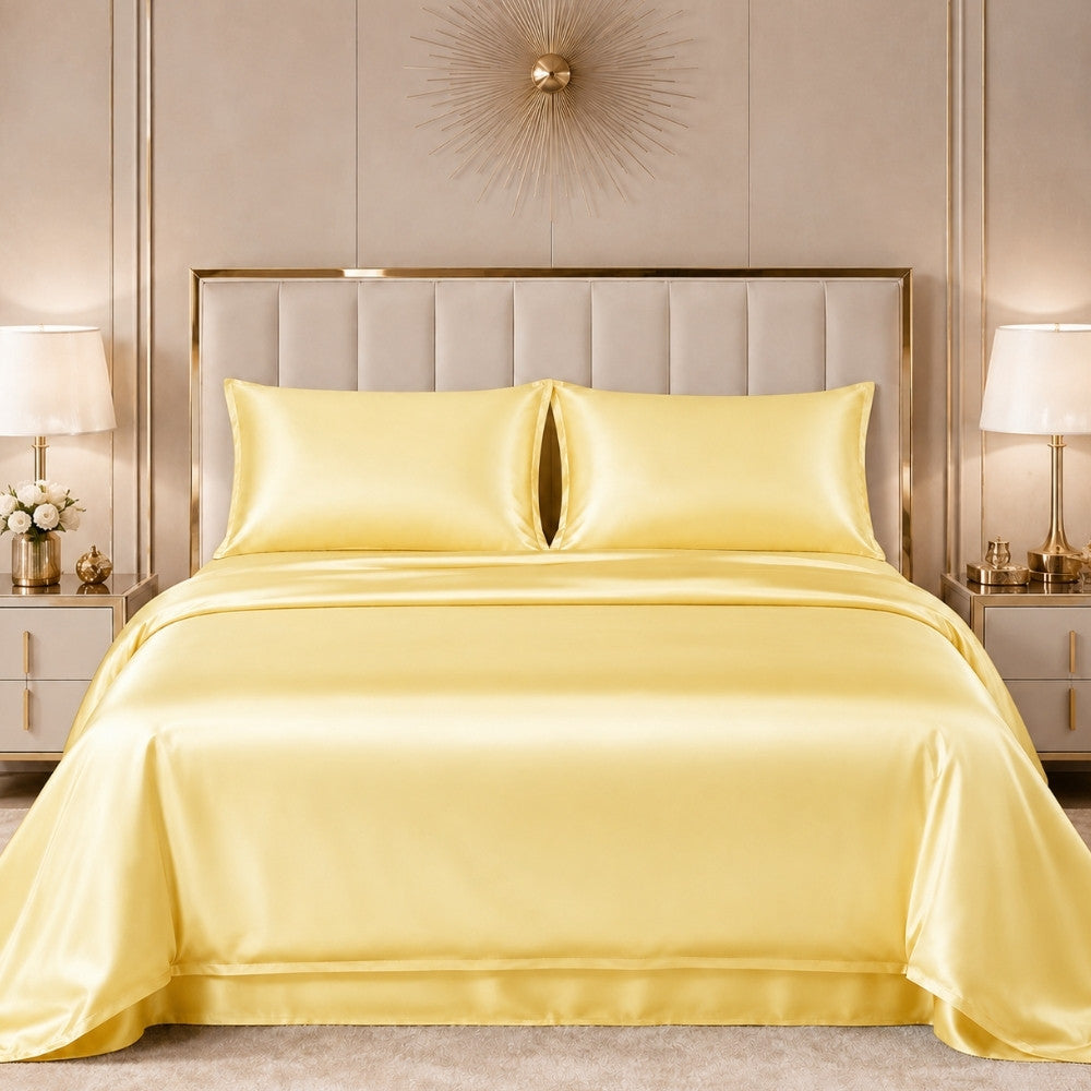 Cove - Yellow Silk Bedding Set | The Silk Avenue
