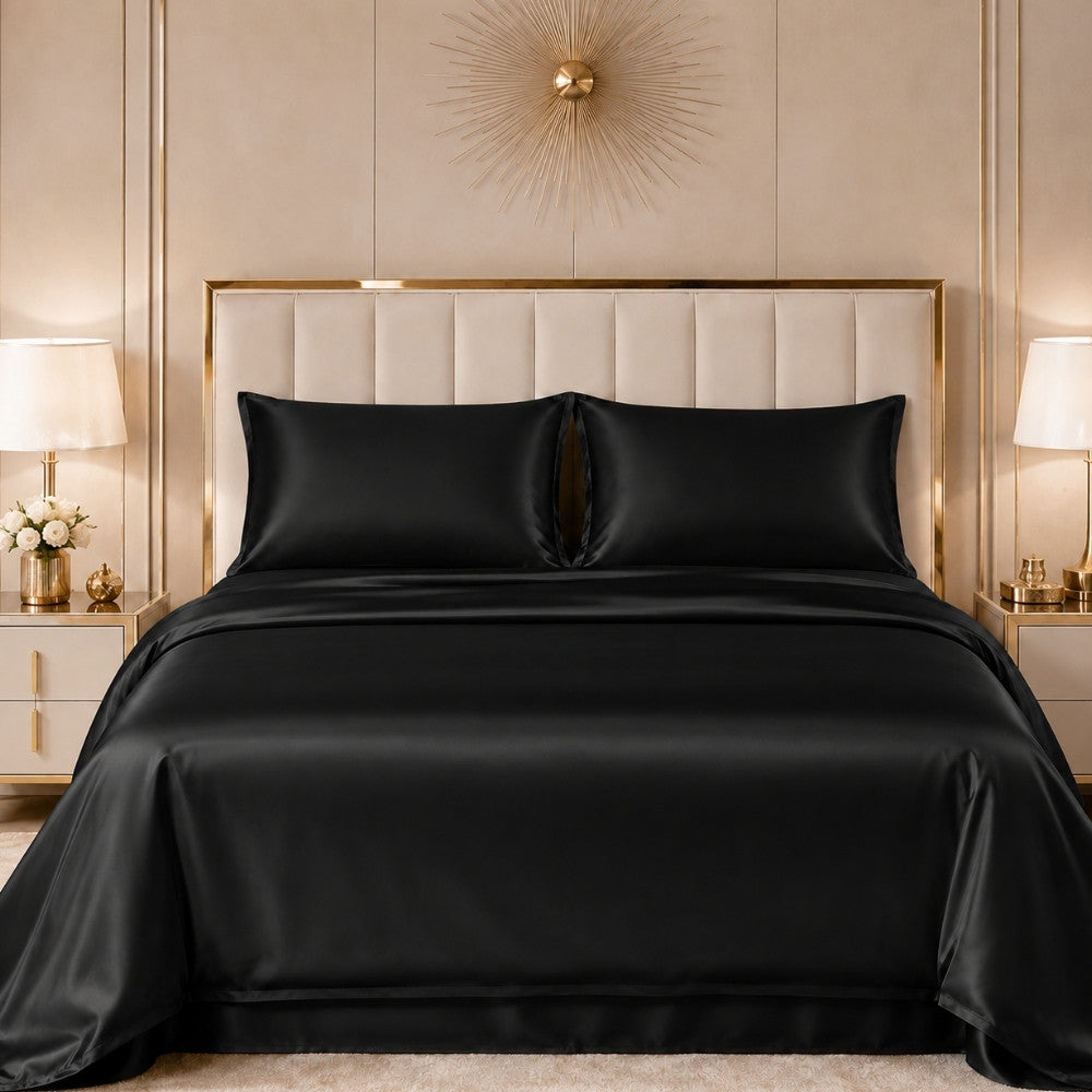 Cove - Black Silk Bedding Set | The Silk Avenue