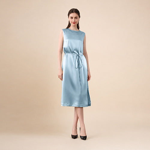 Daphne – Silk Midi Dress with Drawstring | The Silk Avenue