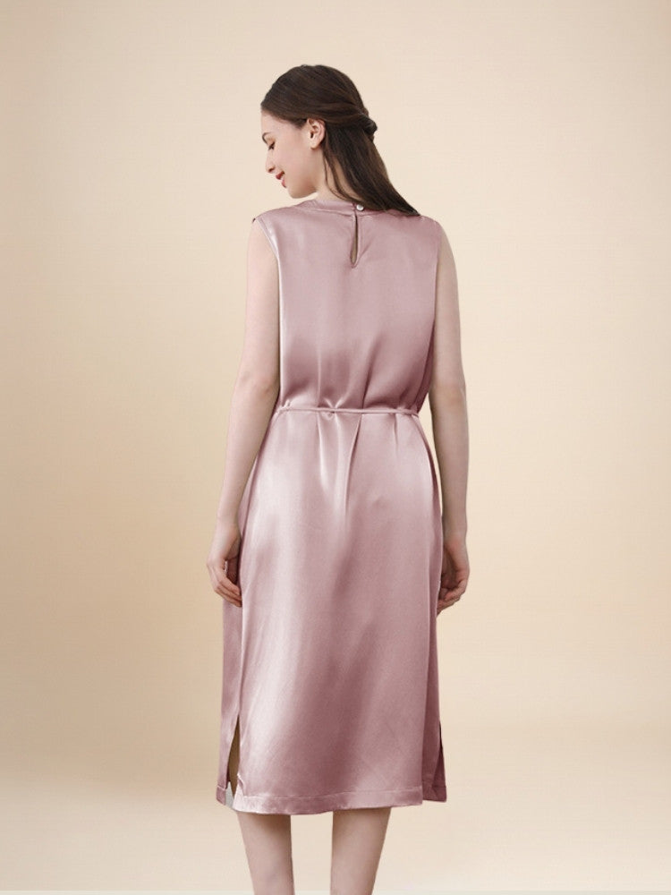 Daphne – Silk Midi Dress with Drawstring | The Silk Avenue