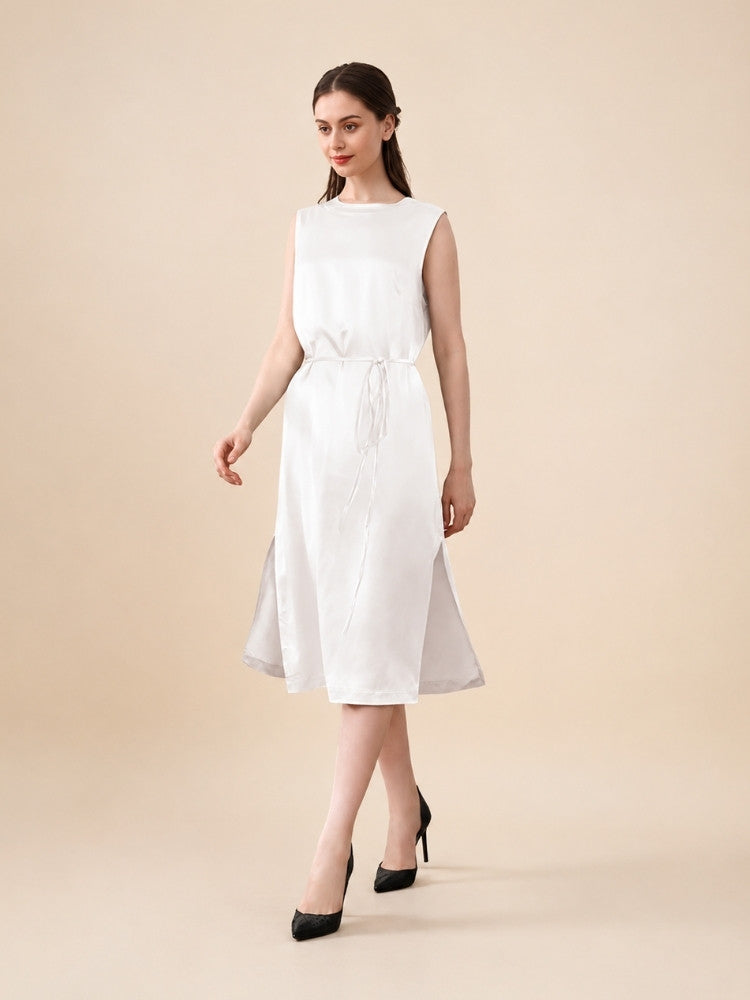 Daphne – Silk Midi Dress with Drawstring | The Silk Avenue