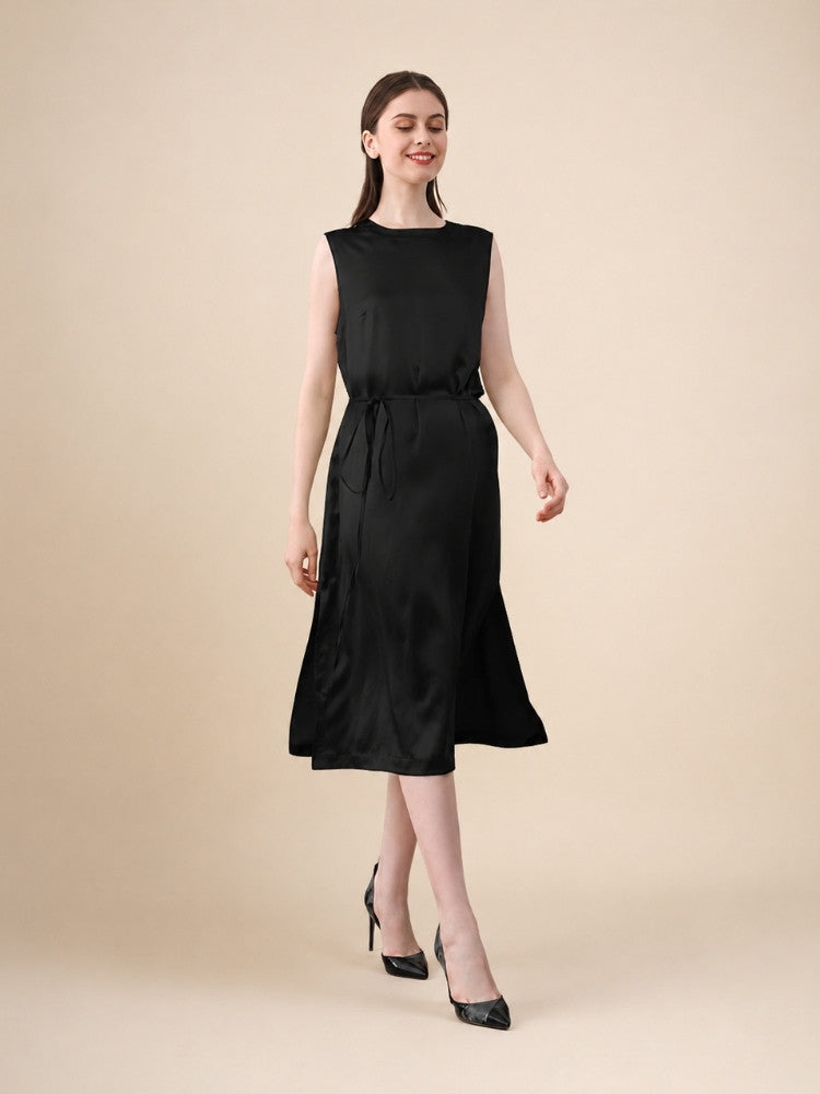 Daphne – Silk Midi Dress with Drawstring | The Silk Avenue