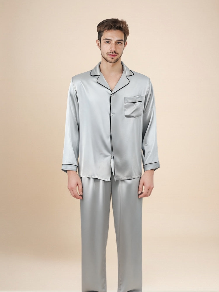 Darel - Long-Sleeve Silk Pajama Set | The Silk Avenue
