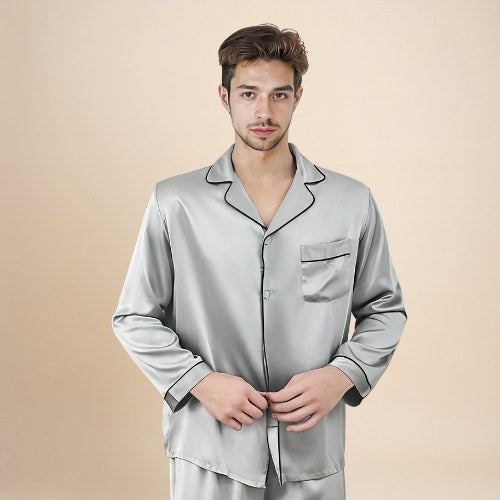 Darel - Long-Sleeve Silk Pajama Set | The Silk Avenue