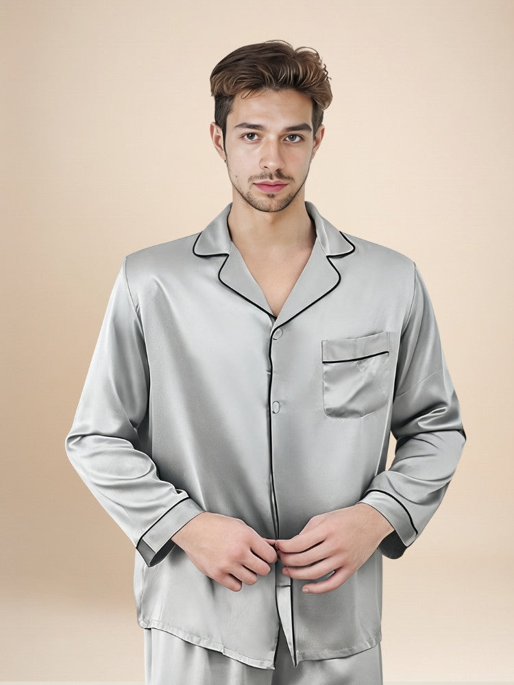 Darel - Long-Sleeve Silk Pajama Set | The Silk Avenue