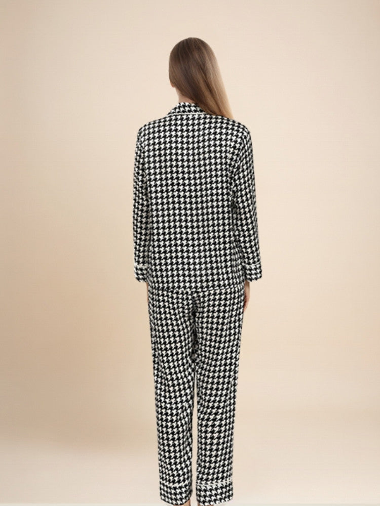 Daryssa - Houndstooth Silk Pajama Set | The Silk Avenue