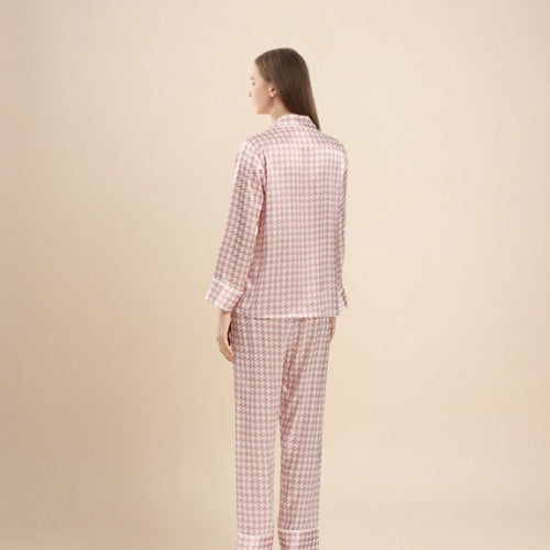 Daryssa - Houndstooth Silk Pajama Set | The Silk Avenue