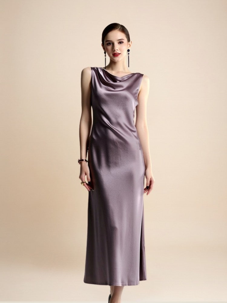 Dravena - Cowl Neck Silk Maxi Dress