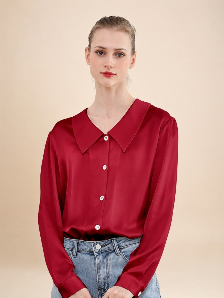 Eleanor – Pointed Collar Silk Blouse | The Silk Avenue