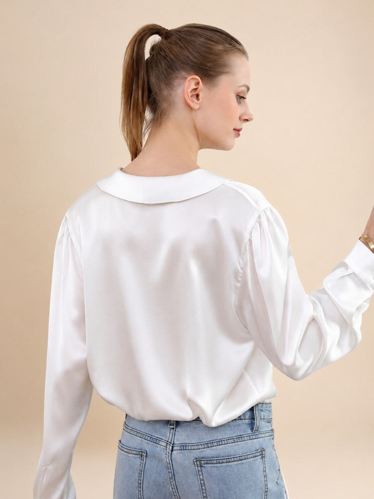 Eleanor – Pointed Collar Silk Blouse | The Silk Avenue