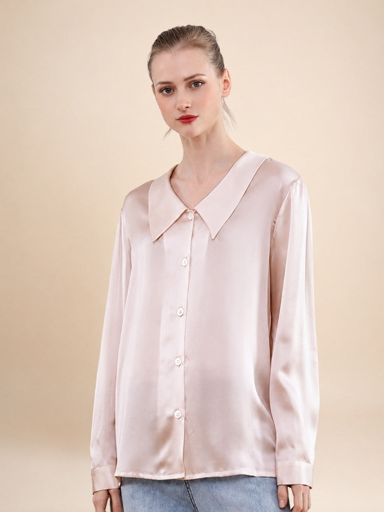 Eleanor – Pointed Collar Silk Blouse | The Silk Avenue