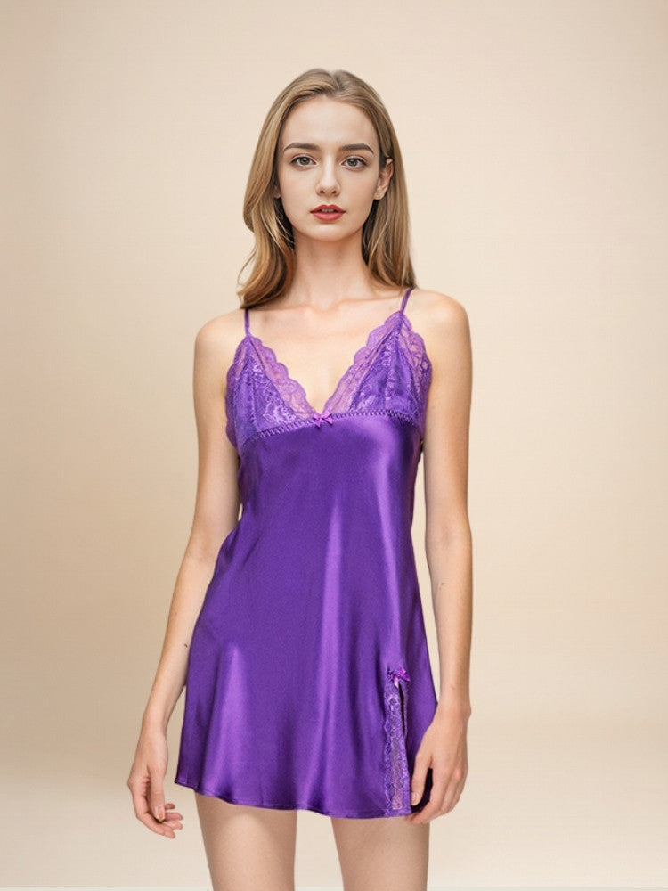 Eloïse - Silk Lace-Trim Spaghetti-Strap Nightgown | The Silk Avenue