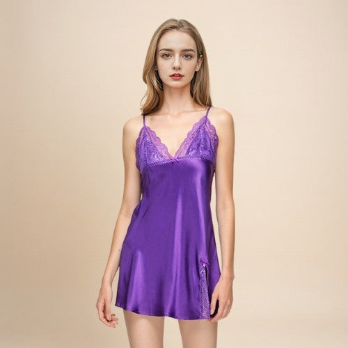 Eloïse - Silk Lace-Trim Spaghetti-Strap Nightgown | The Silk Avenue