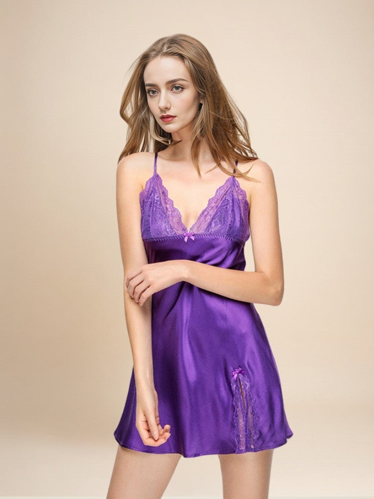 Eloïse - Silk Lace-Trim Spaghetti-Strap Nightgown | The Silk Avenue