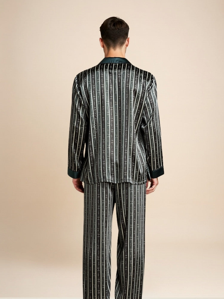 Emeric - Chain-Print Silk Pajama Set