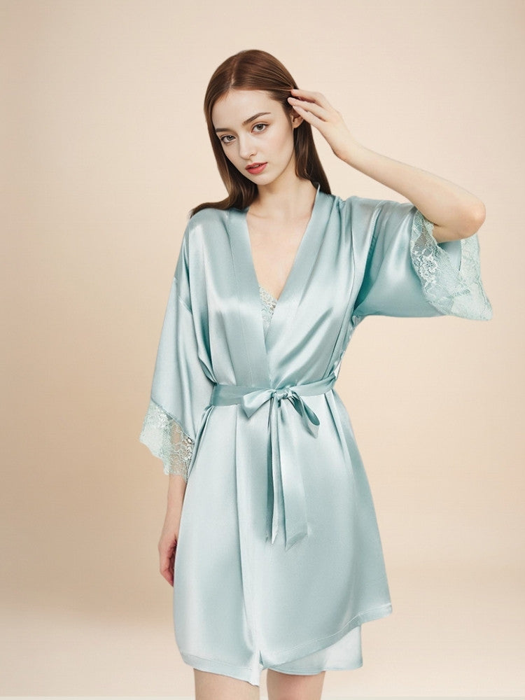 Evelynne - Lace Silk Robe Set | The Silk Avenue