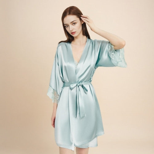 Evelynne - Lace Silk Robe Set | The Silk Avenue