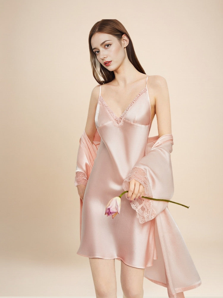 Evelynne - Lace Silk Robe Set | The Silk Avenue