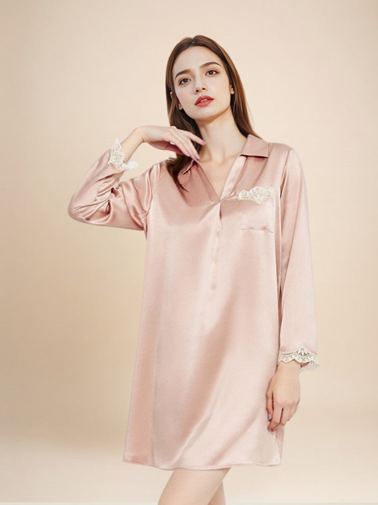 Evessa - Silk Sleep Shirt Dress | The Silk Avenue