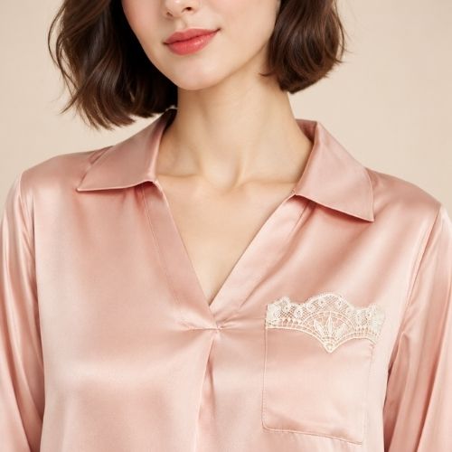 Evessa - Blush Pink Silk Sleep Shirt Dress | The Silk Avenue