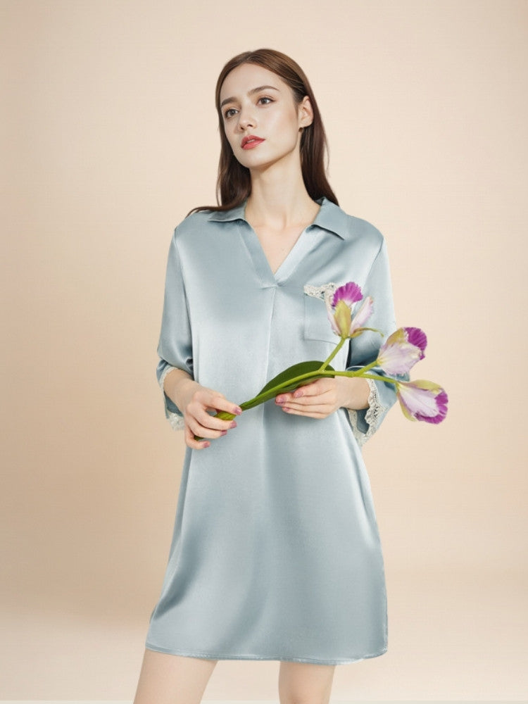 Evessa - Silk Sleep Shirt Dress | The Silk Avenue