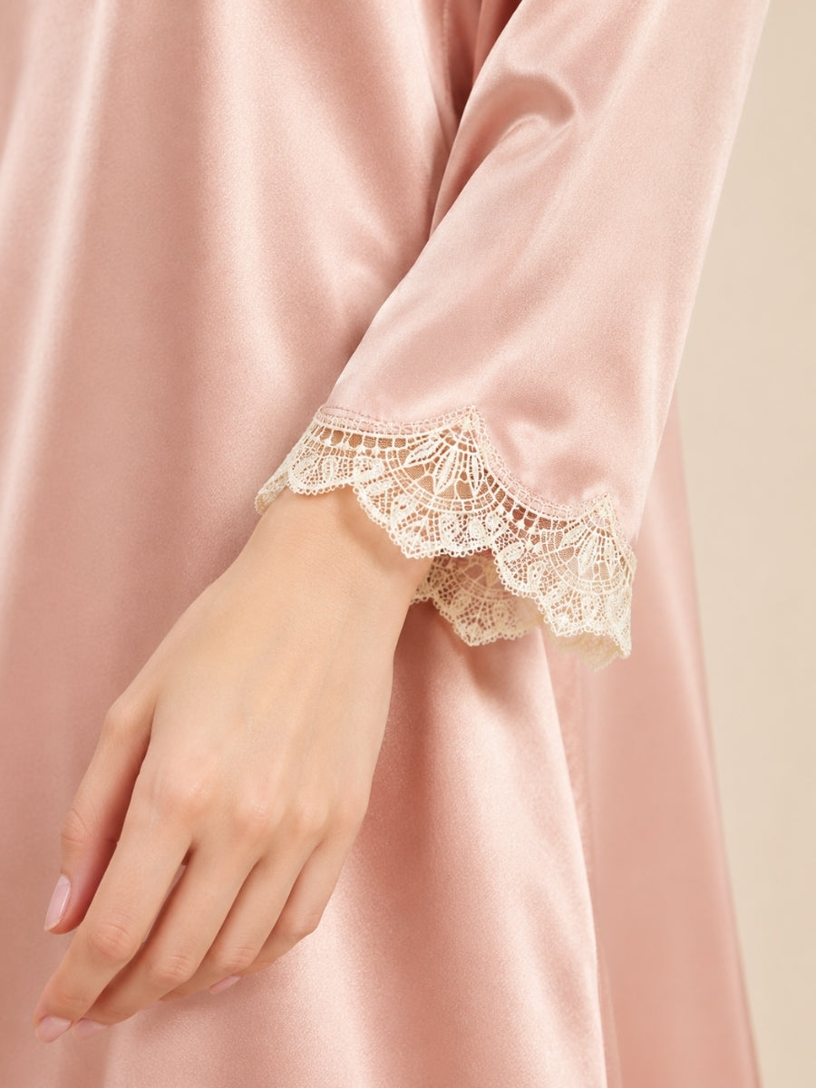 Evessa - Blush Pink Silk Sleep Shirt Dress | The Silk Avenue