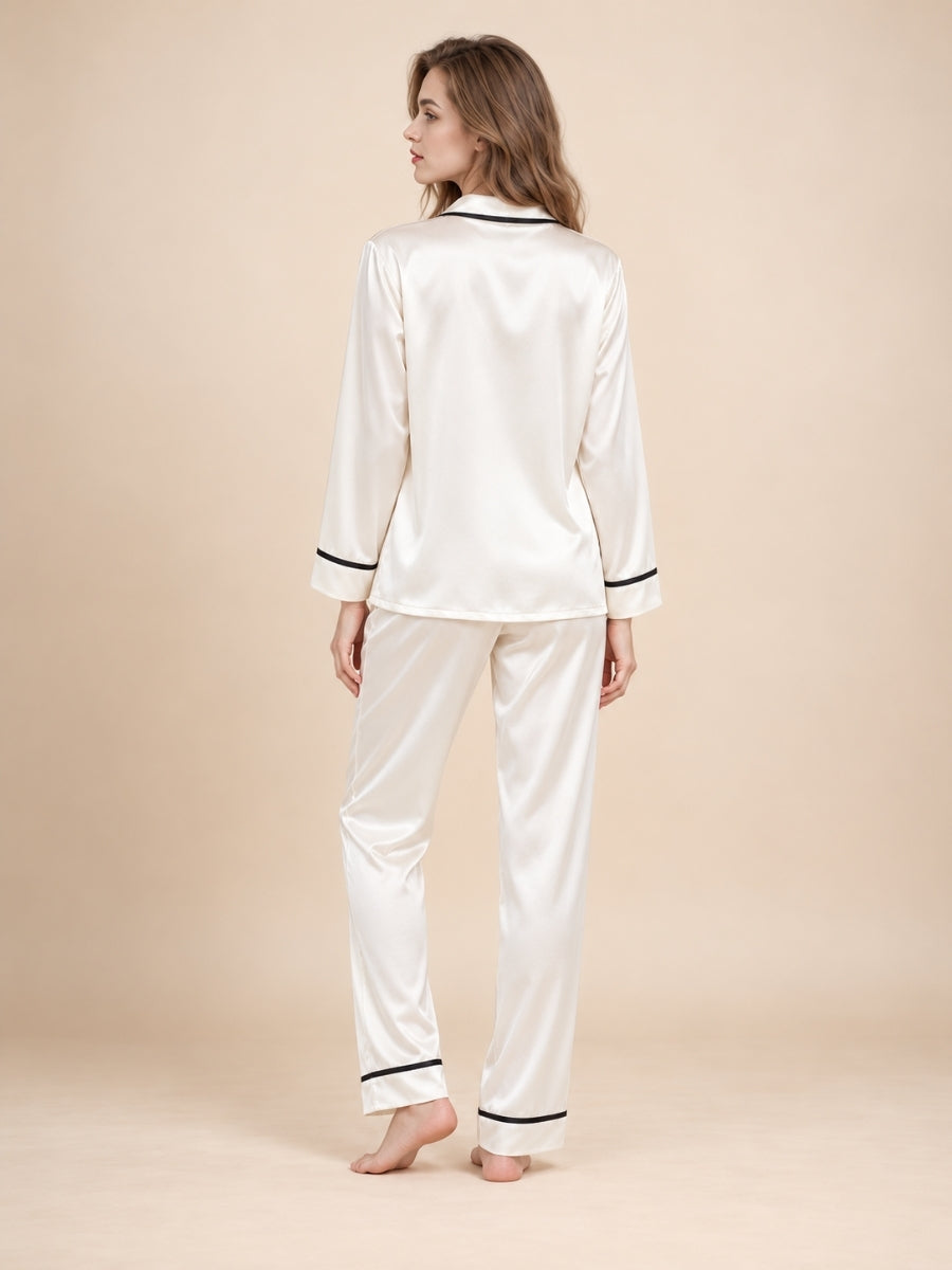 Faralyn Ivory Silk Pajama Set | The Silk Avenue