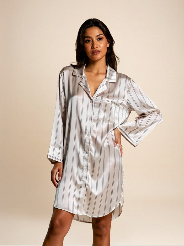 Ferelis - Striped Silk Shirt Dress | The Silk Avenue