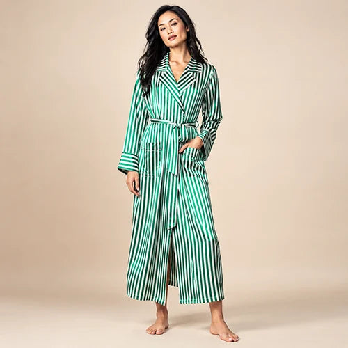 Haralyn - Silk Striped Belted Robe | The Silk Avenue