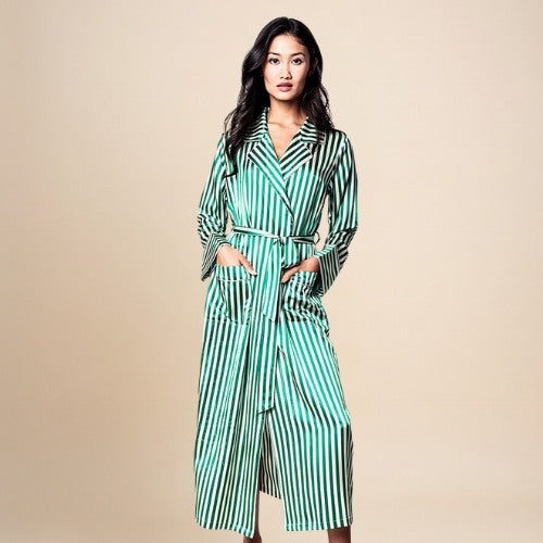 Haralyn - Silk Striped Belted Robe | The Silk Avenue