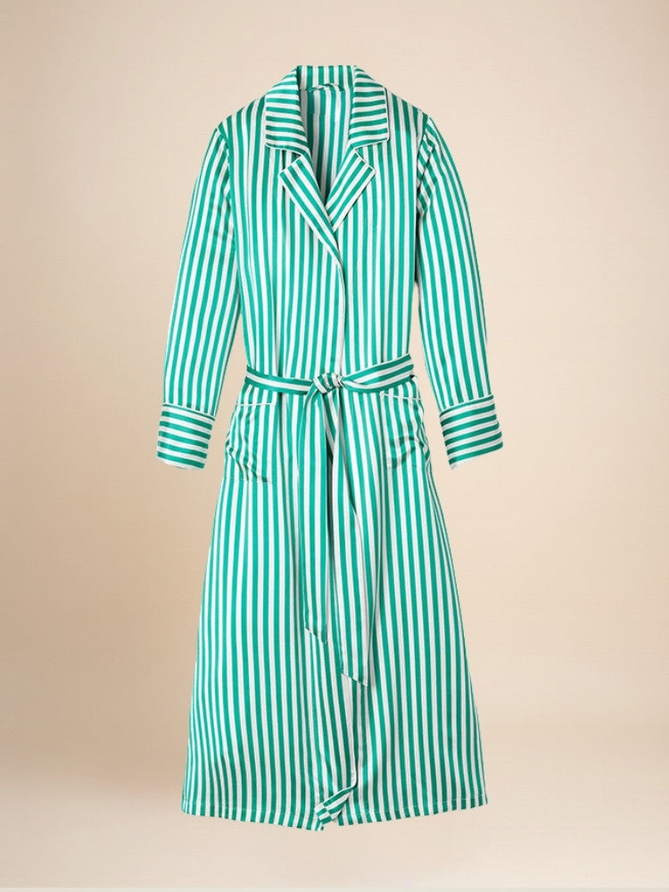 Haralyn - Silk Striped Belted Robe | The Silk Avenue
