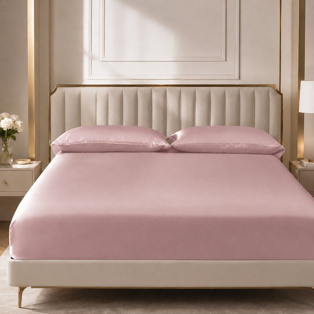 Haven - Pink Silk Fitted Sheet | The Silk Avenue