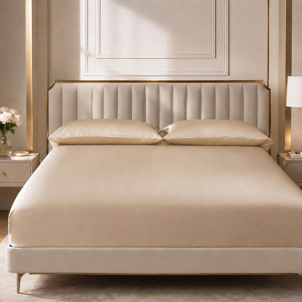 Haven - Champagne Silk Fitted Sheet | The Silk Avenue