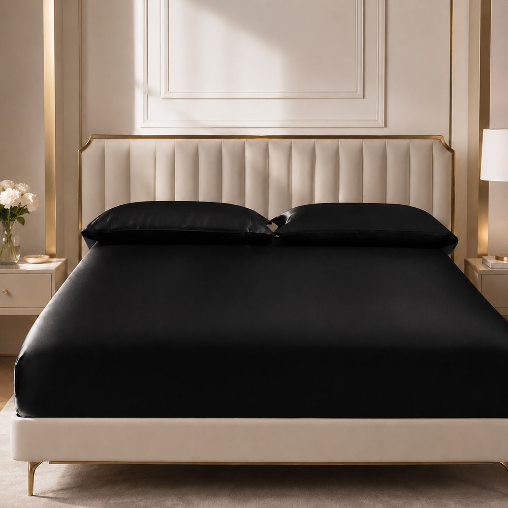 Haven - Black Silk Fitted Sheet | The Silk Avenue