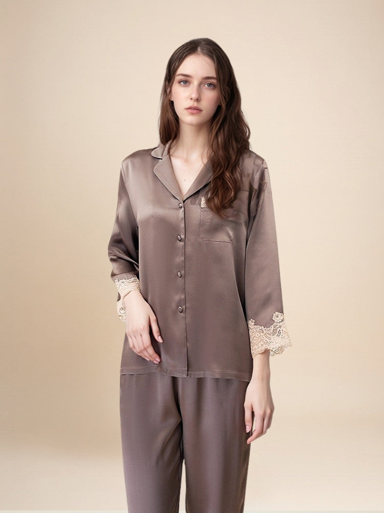 Helaene - Silk Lace Pajama Set | The Silk Avenue