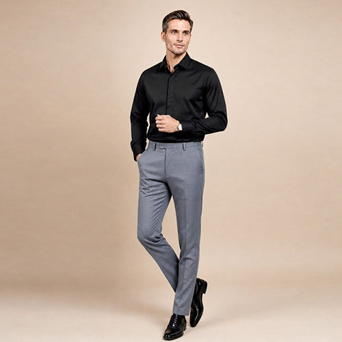 Idris - Black Basic Silk Shirt | The Silk Avenue