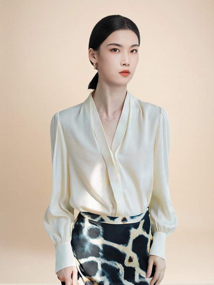 Isabelle – Lantern Sleeve Silk Blouse | The Silk Avenue
