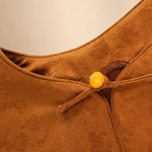 Jasmine - Terracotta Toggle Button Silk Jacket | The Silk Avenue
