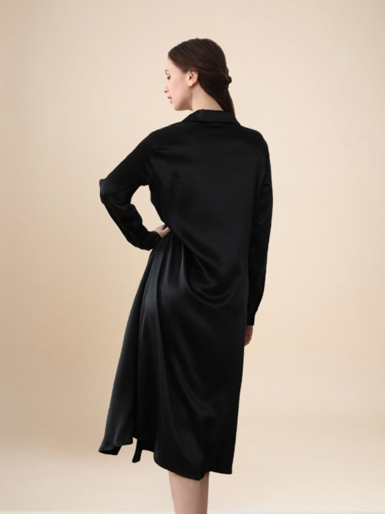 Kahlira - Long Sleeve Silk Shirt Dress