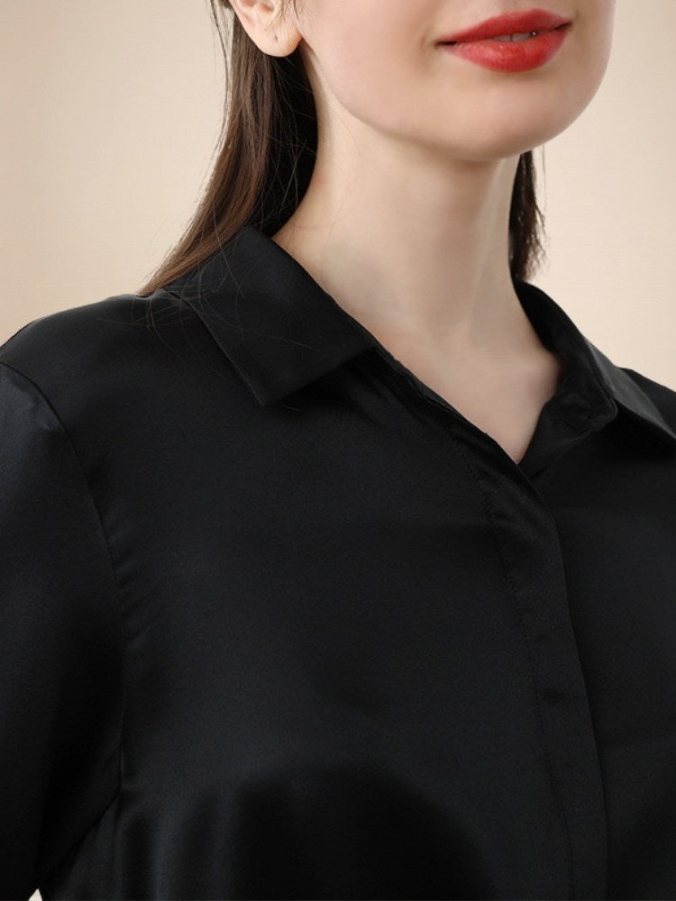 Kahlira - Long Sleeve Silk Shirt Dress
