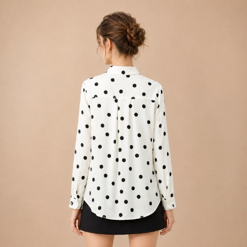 Kalestra - White Polka Dot Silk Blouse | The Silk Avenue