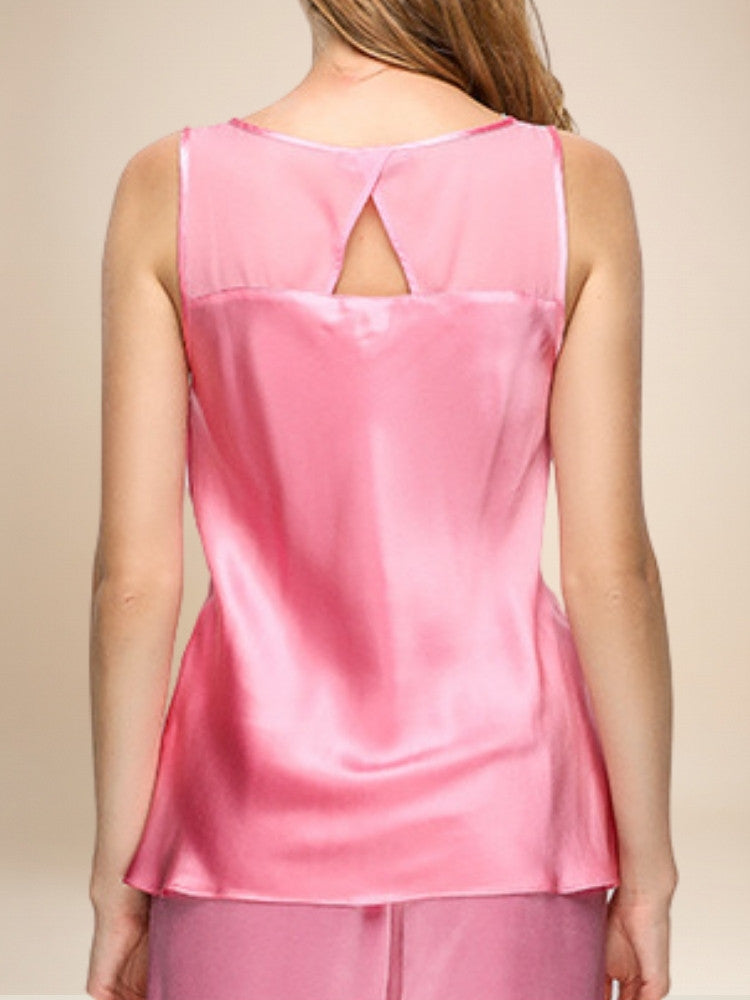 Kalinde - Lace-Trim Silk Camisole & Wide-Leg Pants Set | The Silk Avenue
