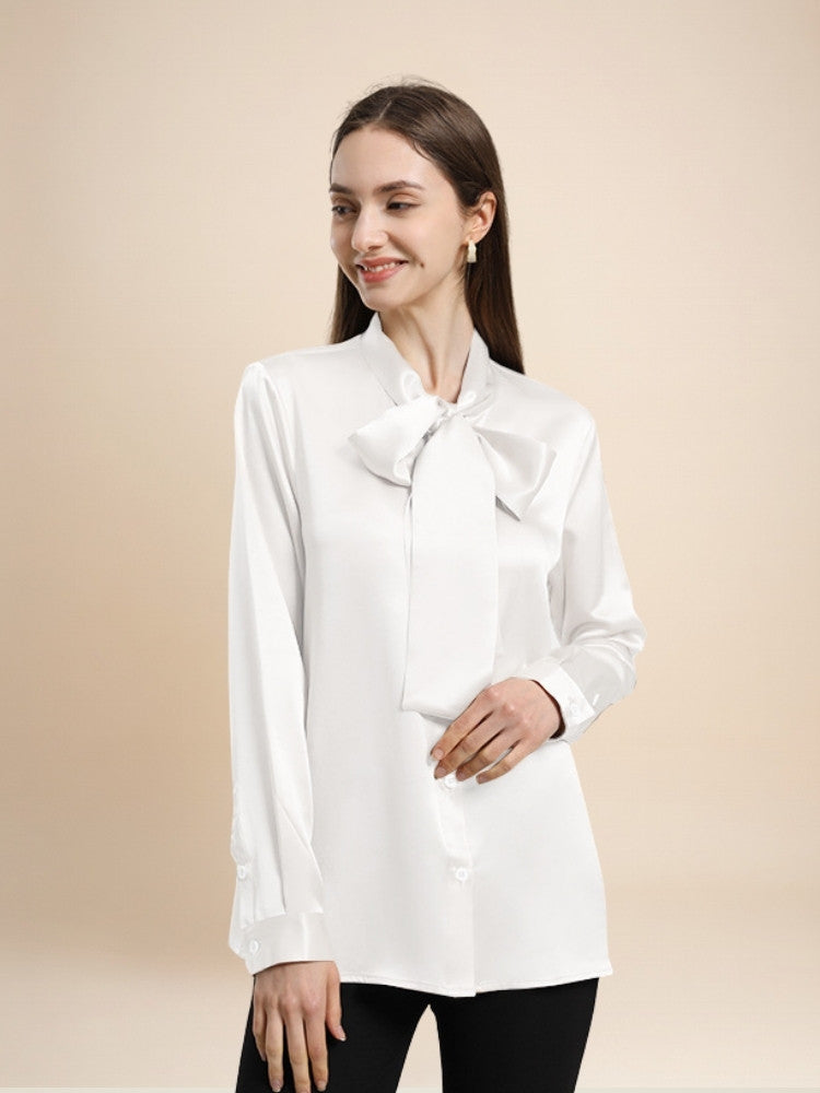 Lily – Bow-Tie Silk Blouse | The Silk Avenue