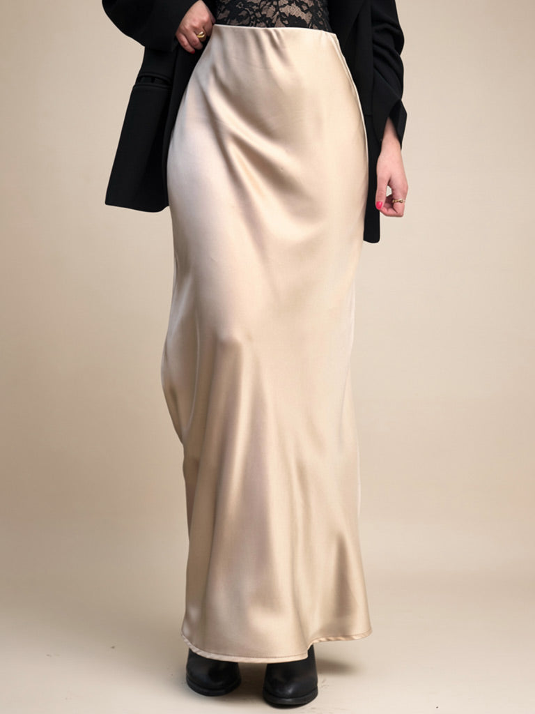 Lioraen Long Silk Fishtail Skirt | The Silk Avenue