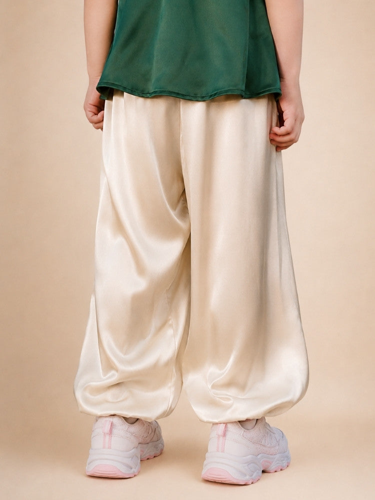 Lucas - Kids Champagne Silk Pants | The Silk Avenue