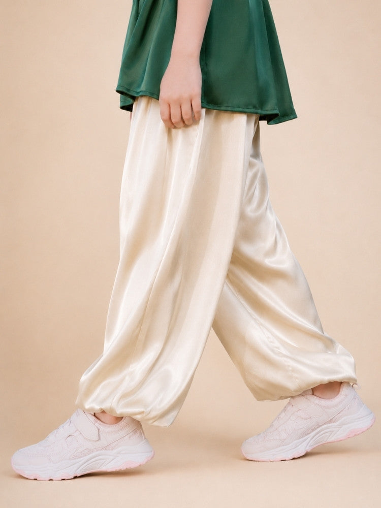 Lucas - Kids Champagne Silk Pants | The Silk Avenue