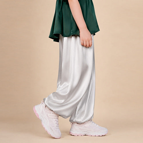 Lucas - Kids Silver Silk Pants | The Silk Avenue