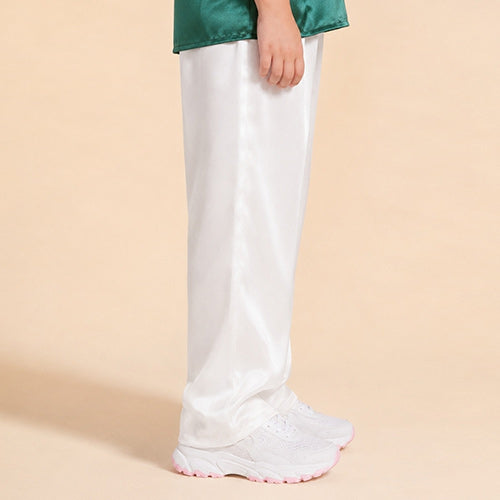 Lucas - Kids White Silk Pants | The Silk Avenue
