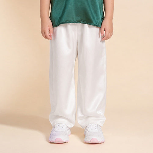 Lucas - Kids White Silk Pants | The Silk Avenue